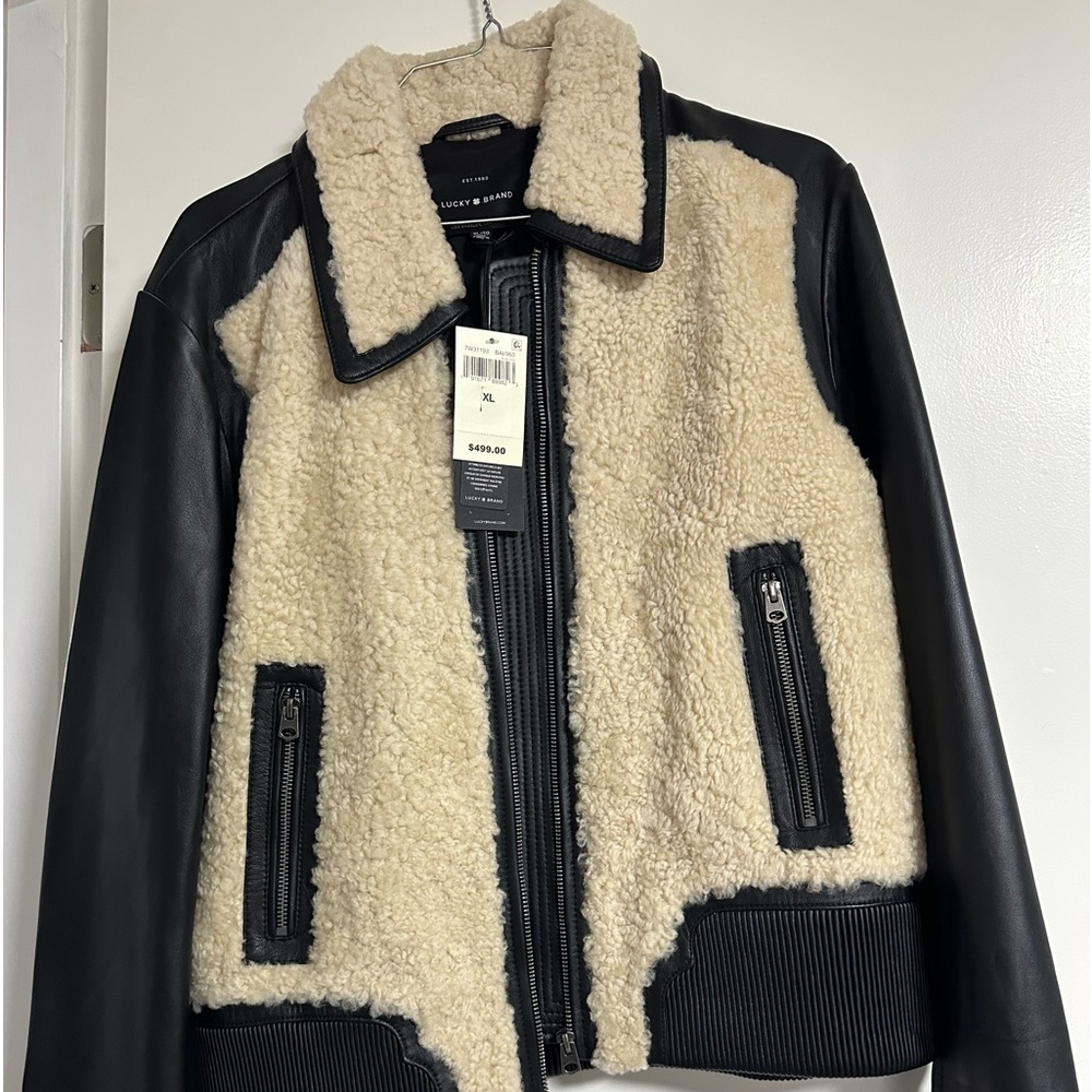 NWT Lucky Brand Sherpa Leather Jacket size XL